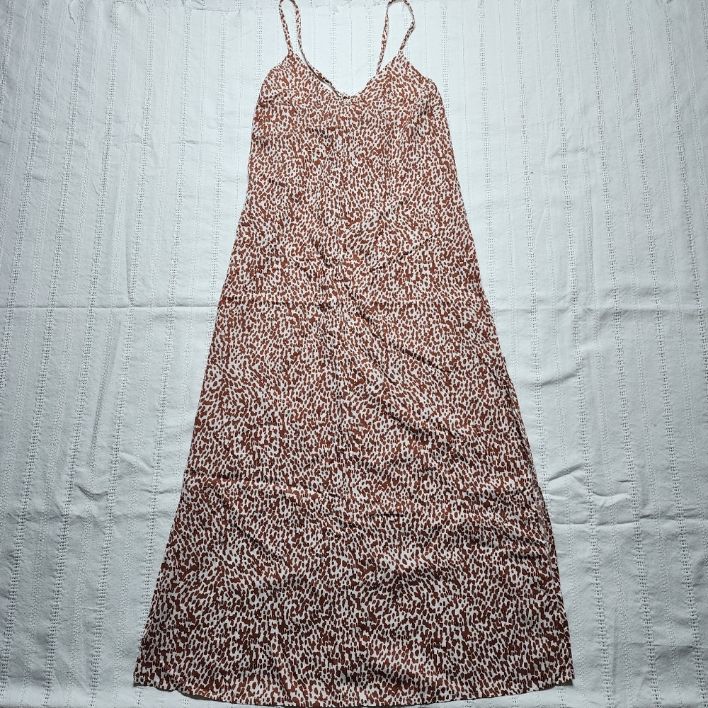 Old Navy Brown Print Tie-Back Maxi Slip Dress Petite Xsmall